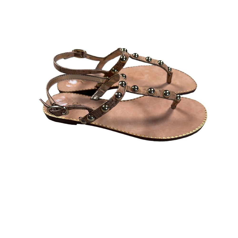 Lilly Pulitzer Rita Sandals Womens Sz 6 T-Strap Studded Flat Ankle Strap Summer